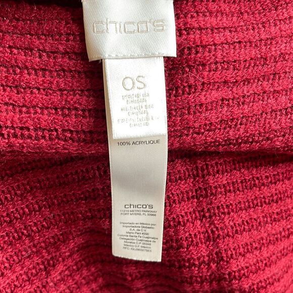 Chicos Shaw Womens OS Maroon Sweater Fringe Textured Knit Scarf - Picture 6 of 10